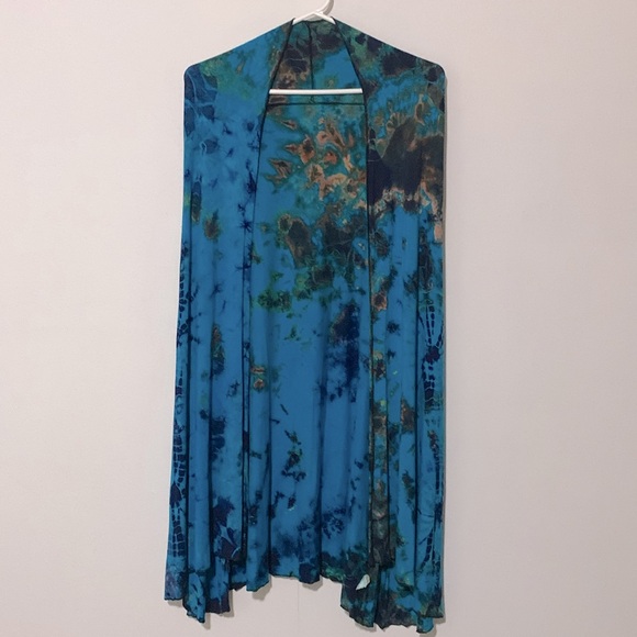 014 Vibrant Blue Tie-Dye Open Cardigan - Picture 5 of 7